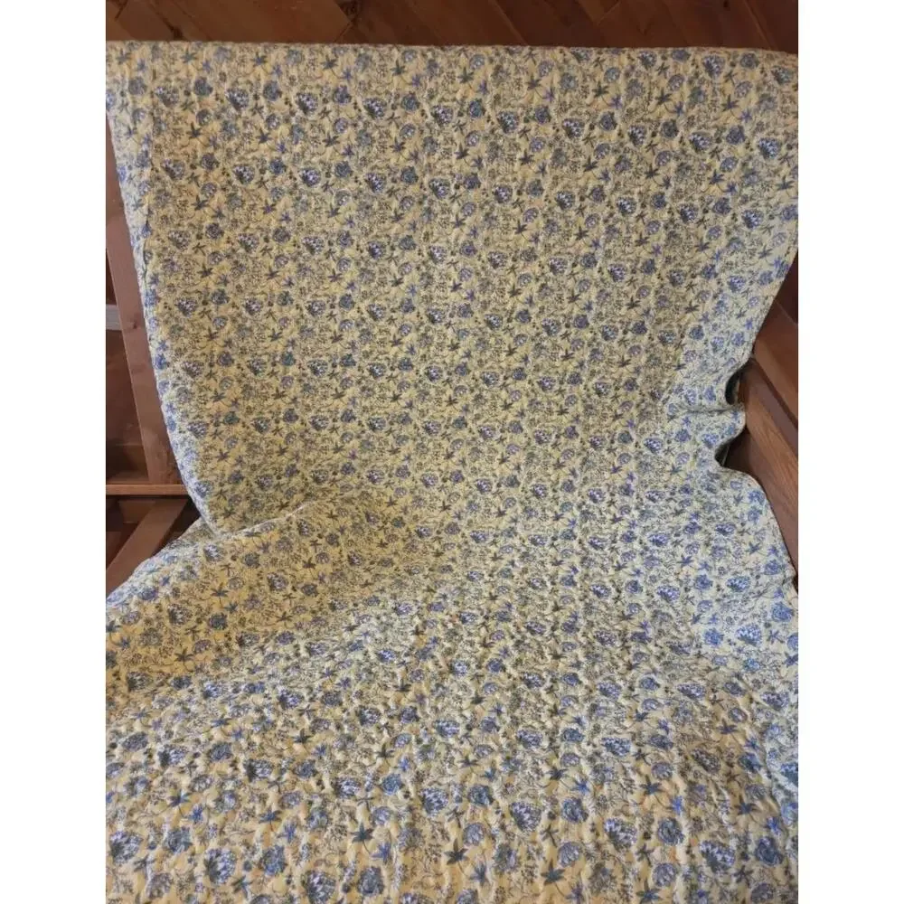 Full Size Quilt and Sham Lonestar Patchwork Quilt Blue Yellow White 84
